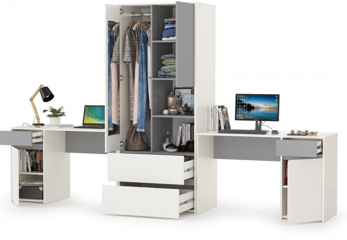 Торонто Компоновка № 17, белый шагрень/стальной серый