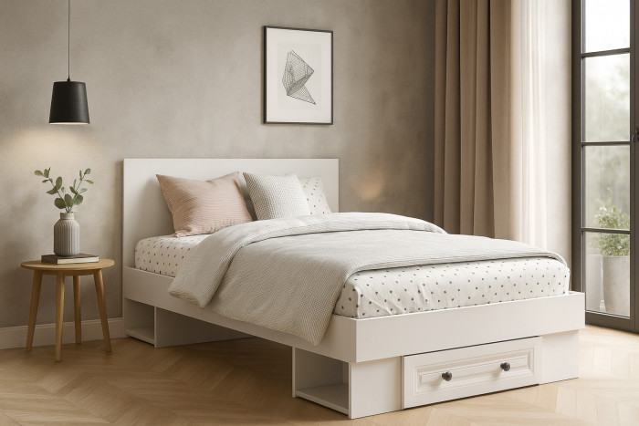 Кровать с реечным настилом и ящиками Софт КР-06 (1,2), Белый