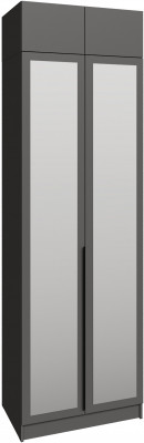 Шкаф 0,8 с антресолью и зеркалом Мадрид, Графит серый