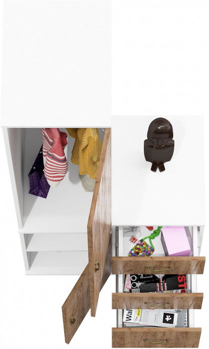 Лидер-8 Пенал МД 23Б + Тумба МД 3.16, белый шагрень/крафт золото