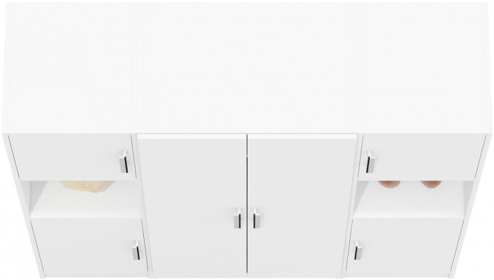 Шкаф С-МД-СК9Ш+Пенал С-МД-СК9П+Пенал С-МД-СК9П, белый шагрень