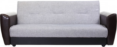 Диван-кровать Амстердам, 120х190, книжка, пружинный блок, рогожка/экокожа, серый