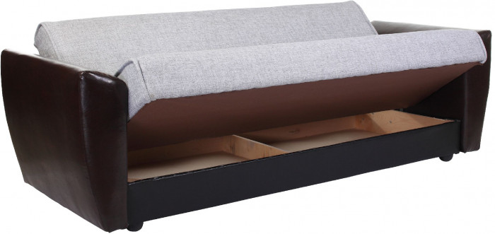 Диван-кровать Амстердам, 120х190, книжка, пружинный блок, рогожка/экокожа, серый