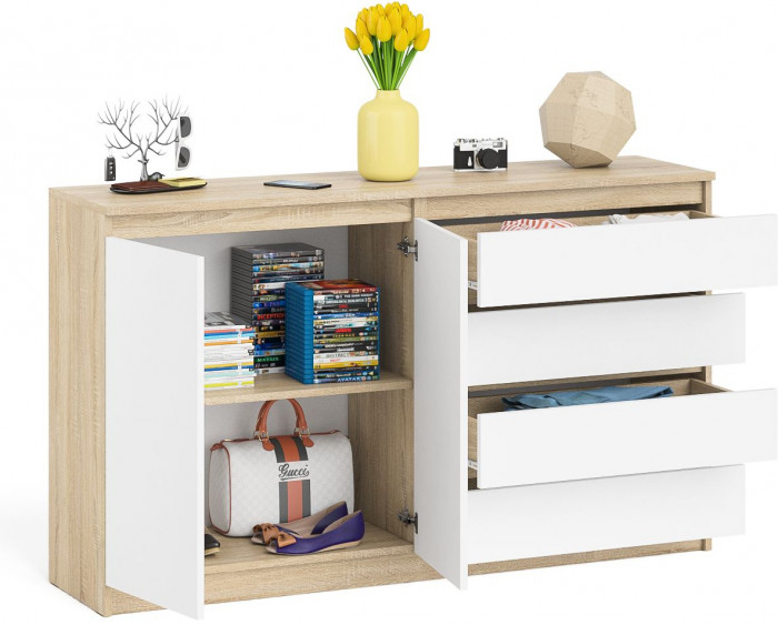 Мори Комод МК1600.1, дуб сонома/белый