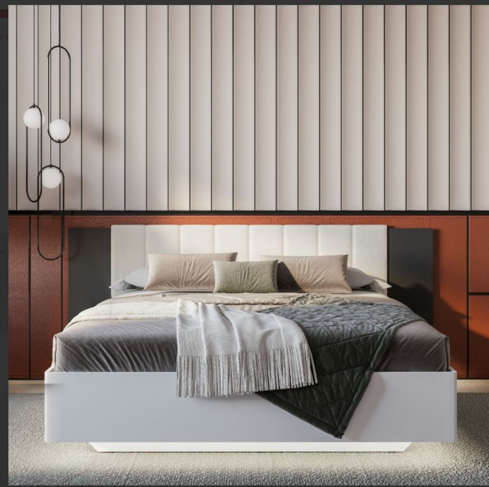 Кровать 1,6 м "Шарм" КР-18 Белый/ Графит