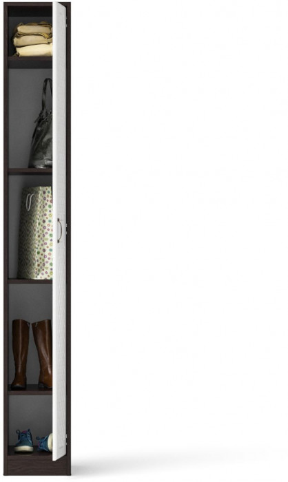 Прихожая П-6-500 Пенал, цвет венге/фасады МДФ белое дерево фрезеровка ромб, ШхГхВ 30х50х210 см., универсальная сборка