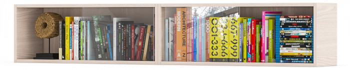 Две полки книжных С-МД-КН01, ясень шимо светлый