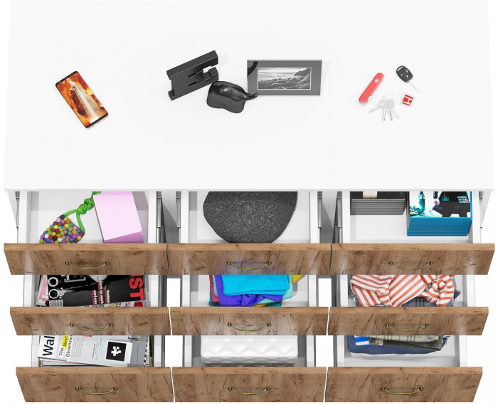 Лидер-8 Тумба МД 3.16 3 шт., белый шагрень/крафт золото