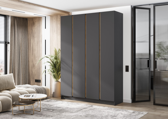 Келвин Шкаф 4-х створчатый (1600) (Графит, Графит)