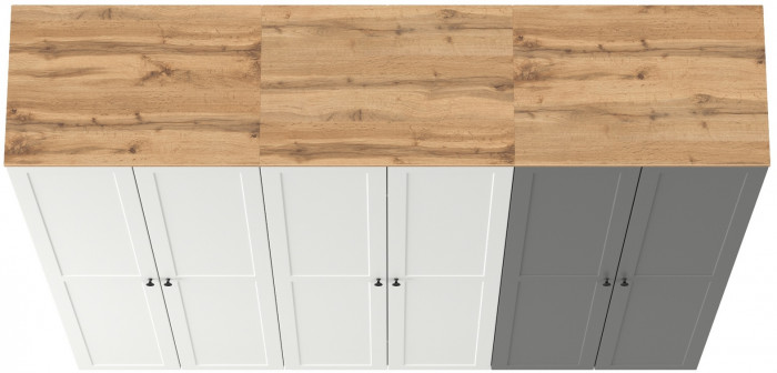 Остин 13.224 Шкаф 3 шт., цвет белый шагрень/серый графит/дуб крафт золотой, ШхГхВ 240х54,3х229,6 см., универсальная сборка