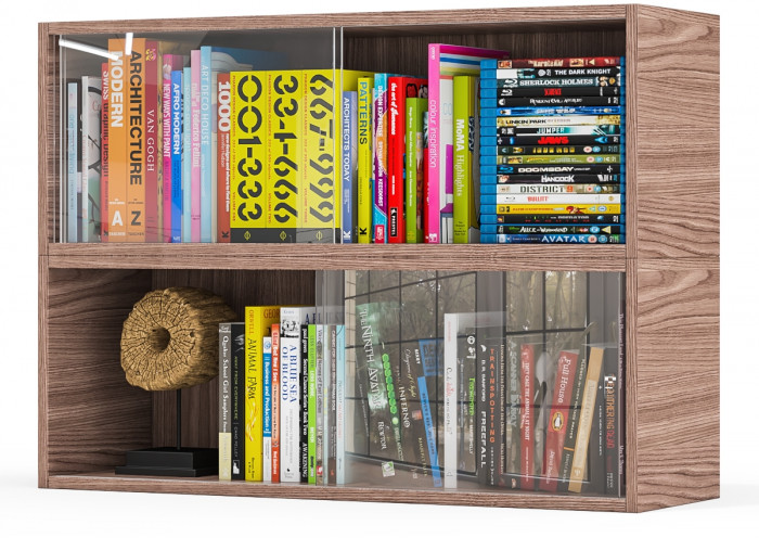 Две полки книжных С-МД-КН01, ясень шимо тёмный