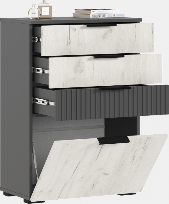 Роджина Комод 600 (Крафт белый, Графит)