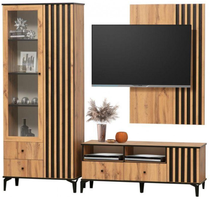 Шкаф комбинированный Либерти 51.02 (опора h150) Дуб вотан/Черный