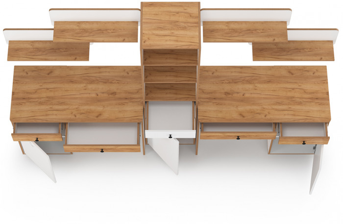 Вуди Компоновка № 12, белый премиум/дуб крафт золотой