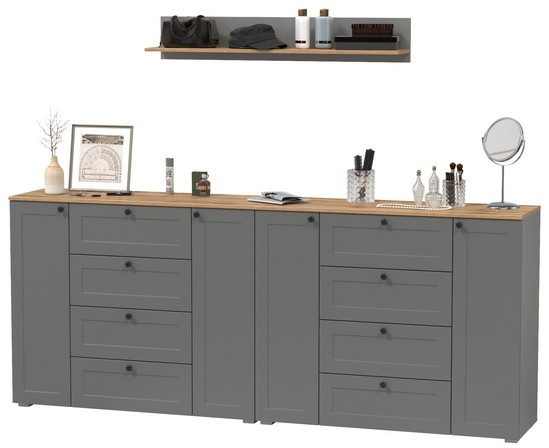 Остин Прихожая 70, цвет серый графит/дуб крафт золотой, ШхГхВ 240х41,9х160 см.