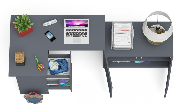 Мори компьютерный стол МС-16 левый + Тумба МА900.1, графит