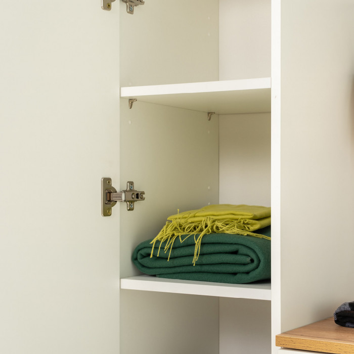 Октава Набор шкафов 48, цвет белый шагрень/серый графит/дуб крафт золотой/фасады МДФ белый шагрень/серый графит, ШхГхВ 161х35,3х197,6 см., ун. сб.