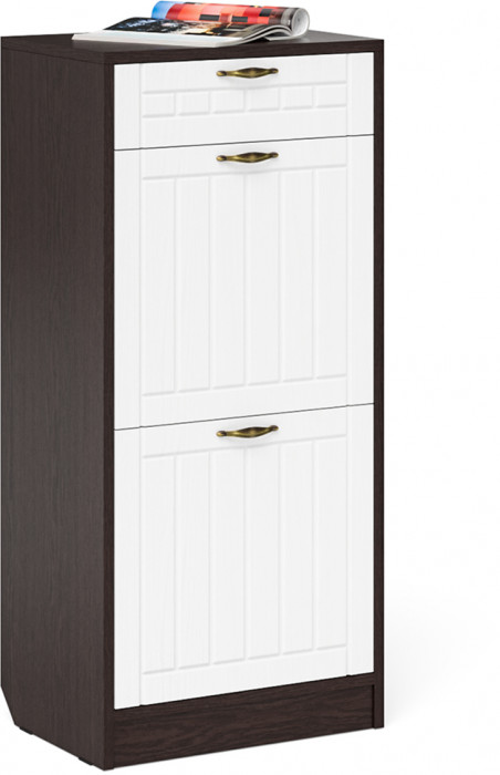 Прихожая П-6 Компоновка № 23, цвет венге/фасады МДФ белое дерево фрезеровка прованс, ШхГхВ 80х35х210 см., универсальная сборка