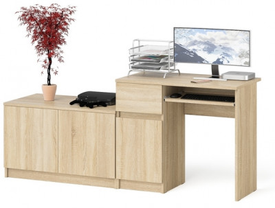 Мори компьютерный стол МС-1 левый + Тумба МА900.1, дуб сонома