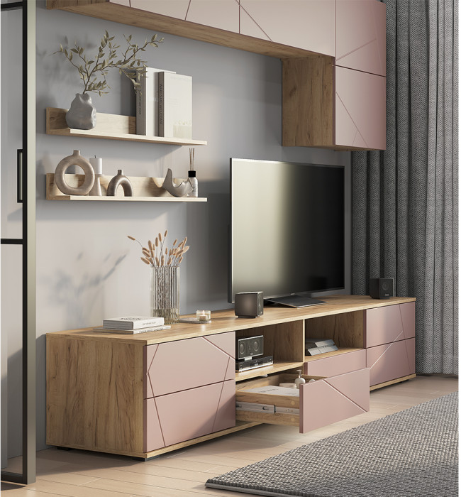 Гостиная Камелия ГС-01, Крафт, Шарли пинк