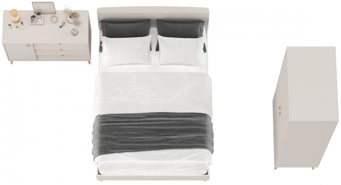 Афина Спальня 04-1400, цвет кашемир серый, сп.м. 1400х2000 мм., б/м, основание есть - фанера