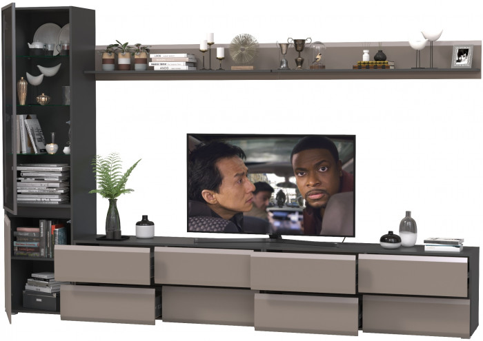 Сидней Комплектация № 102, корпус: антрацит/фасады: МДФ веллюто капучино