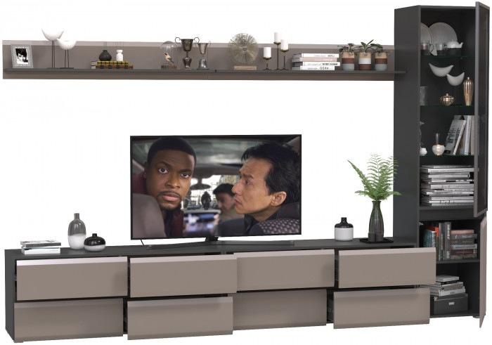 Сидней Комплектация № 102, корпус: антрацит/фасады: МДФ веллюто капучино