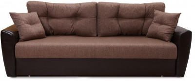 Диван-кровать Амстердам, 150х195, раскладной, еврокнижка, пружинный блок, рогожка/экокожа, коричневый