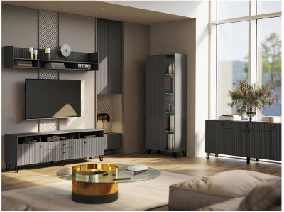 Модульная гостиная Оливия, композиция 3 (Графит, Графит глянец)