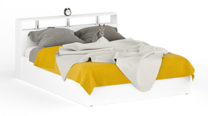 Камелия спальня № 3 Кровать 1600 + Две тумбы + Стол косметич. + Зеркало + Комод + Шкаф 4-х, белый