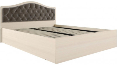 Кровать Дели дуб молочный + велюр шоколад, ортопед 140