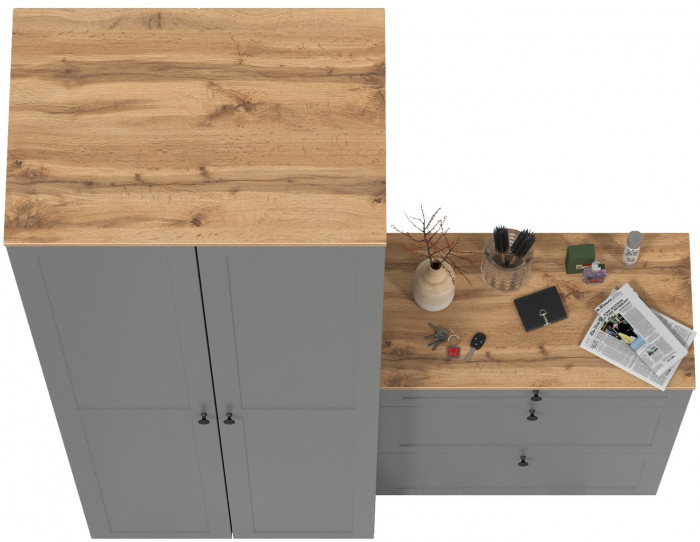 Остин Прихожая 05, цвет серый графит/дуб крафт золотой, ШхГхВ 160х54,3х229,6 см., универсальная сборка