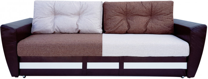 Диван-кровать Амстердам, 150х195, раскладной, еврокнижка, независимый пружинный блок, рогожка/экокожа, комби