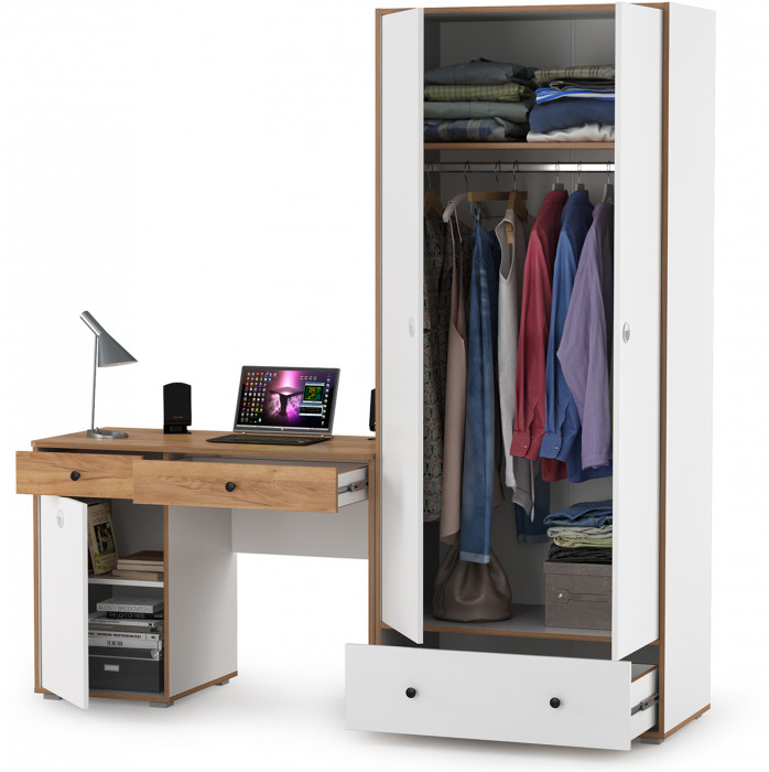 Вуди Компоновка № 21, белый премиум/дуб крафт золотой