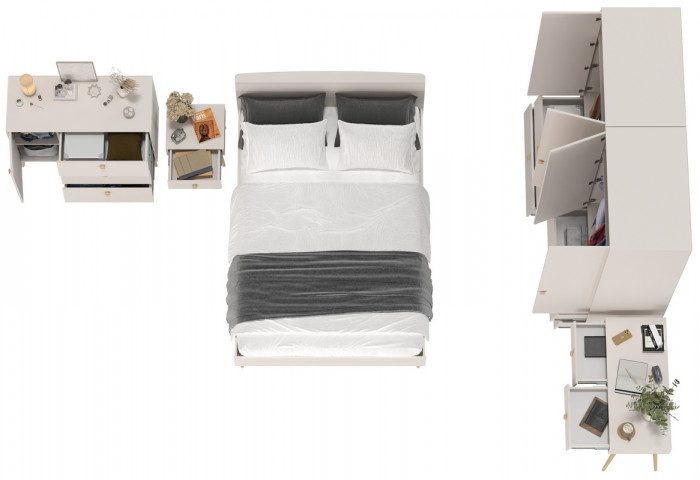 Афина Спальня 38-1400, цвет кашемир серый, сп.м. 1400х2000 мм., б/м, основание есть - фанера