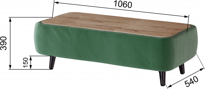 Стол журнальный Пай изумруд/мдф дуб канадский