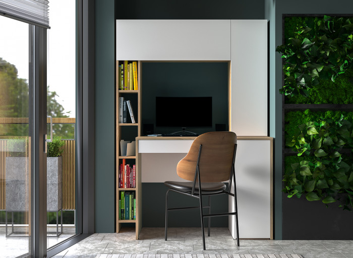 КР100 Стол компьютерный Комфорт 12.71, цвет дуб сонома/белый, ШхГхВ 116,7х60,2х165,4 см., НЕ универсальная сборка