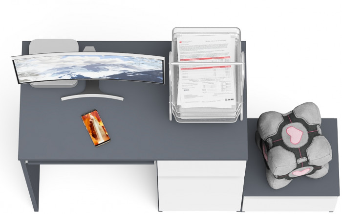 Мори Стол компьютерный МС-1 правый + Тумба ТМП400.1, цвет графит/белый, ШхГхВ 130,4х50х76,6 см., выдвижной ящик справа, НЕ универсальная сборка