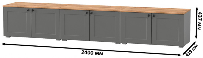 Остин 13.257 Тумба + 13.257 Тумба + 13.257 Тумба, серый графит/дуб крафт золотой