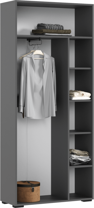 Роджина Шкаф двухстворчатый (800) (Графит, Крафт золотой)