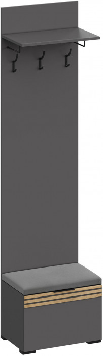 Модульная Прихожая Нао, набор №1, Графит/Графит, Дуб вотан, Simple 27