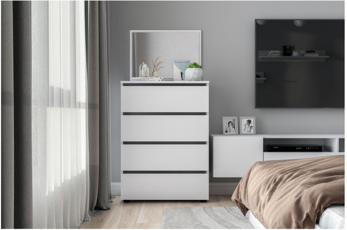 Токио Комод 4 ящика Белый текстурный / Белый текстурный