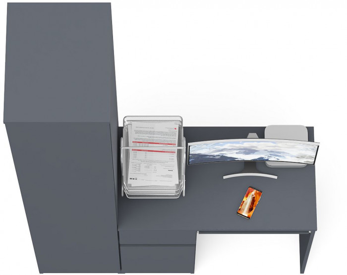 Мори компьютерный стол МС-1 левый + Пенал МШ400.1, графит