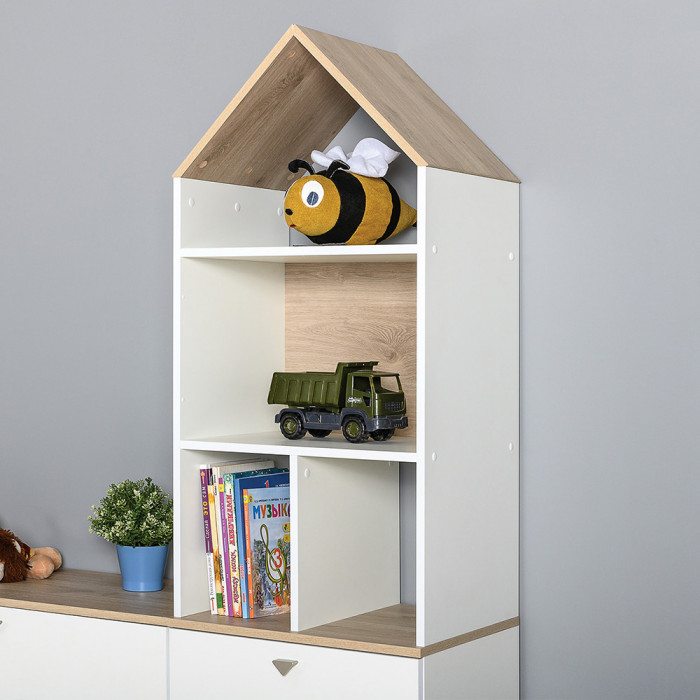 Эйп 13.334 Шкаф для одежды + 13.14 Стеллаж, цвет белый/дуб белый, ШхГхВ 138х51,1х183,8 см., универсальная сборка