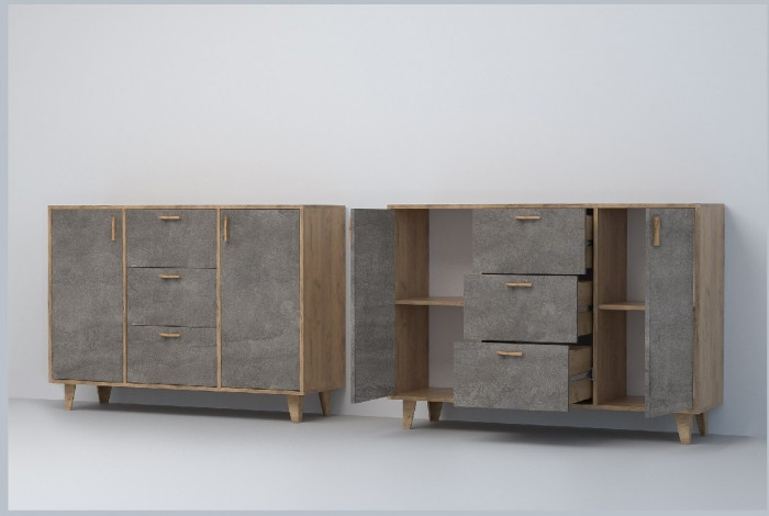 Эго Комод К-2 НГ (Камень Темный/Бетон Светлый)