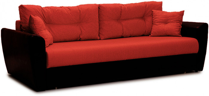 Диван-кровать Амстердам, 160х195, раскладной, еврокнижка, пружинный блок, рогожка/экокожа, красный