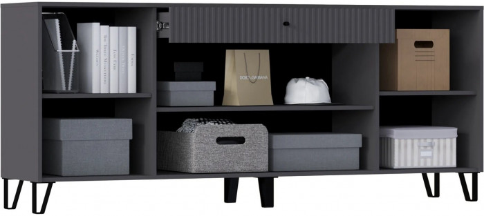 Модульная гостиная Оливия, композиция 4 (Графит, Графит глянец)