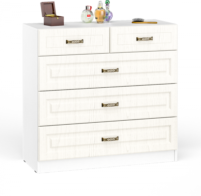 Ливерпуль Комод 10.103 + Полка 10.118 с зеркалом, ясень ваниль/белый