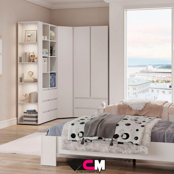 Хелен ШК 01 Шкаф 2х створчатый(0,800х2,100х0,460) белый/дуб крафт золото