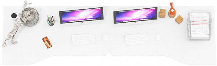 Два стола письменных С-МД-1-04, цвет белый шагрень, ШхГхВ 260х75х74 см., универсальная сборка